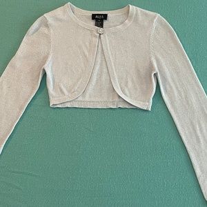 Ally B. Cute Kids Sparkly Silver Long Sleeve Shrug!!
